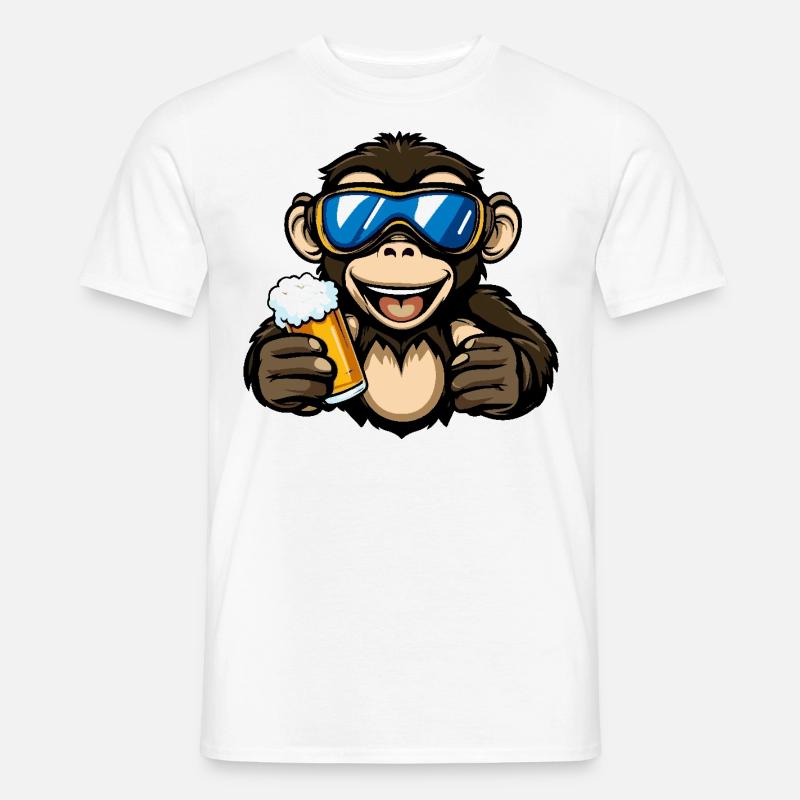 Affe Apres Ski Bier - Männer T-Shirt - Weiß