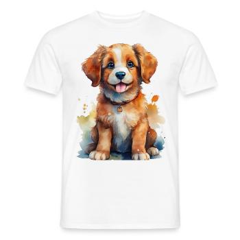 Hundewelpe – Welpe Hund Illustration - Männer T-Shirt - Weiß - Vorne - AI Model Male 178 dark (178cm)