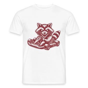 Racer raton laveur sur kart style rétro - T-shirt homme - blanc - Devant - AI Model Male 178 dark (178cm)