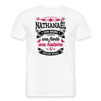 NATHANAËL UN NOM UNE FIERTÉ AUCUN RIVAL - T-shirt homme - blanc - Devant - AI Model Male 178 dark (178cm)