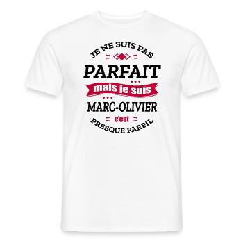 MARC-OLIVIER PARFAIT - PRENOM MARC-OLIVIER - T-shirt homme - blanc - Devant - AI Model Male 178 dark (178cm)
