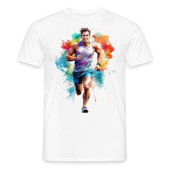 Coureur ou joggeur - T-shirt homme - blanc - Devant - AI Model Male 178 dark (178cm)