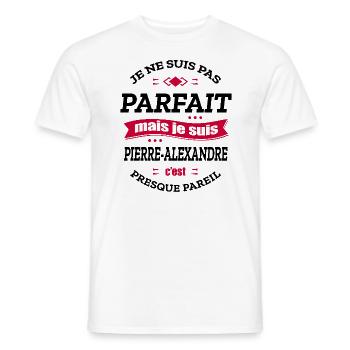 PIERRE-ALEXANDRE PARFAIT - PRENOM PIERRE-ALEXANDRE - T-shirt homme - blanc - Devant - AI Model Male 178 dark (178cm)