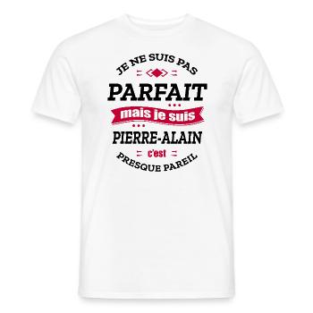 PIERRE-ALAIN PARFAIT - PRENOM PIERRE-ALAIN - T-shirt homme - blanc - Devant - AI Model Male 178 dark (178cm)