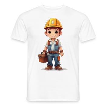 Un ouvrier du bâtiment avec une boîte à outils - T-shirt homme - blanc - Devant - AI Model Male 178 dark (178cm)