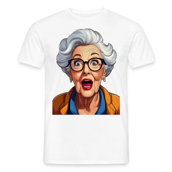 Grand-mère étonnée - T-shirt homme - blanc - Devant - AI Model Male 178 dark (178cm)