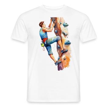Mann beim Klettern in der Kletterhalle - Männer T-Shirt - Weiß - Vorne - AI Model Male 178 dark (178cm)