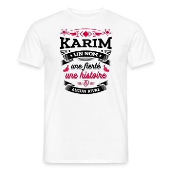 KARIM UN NOM UNE FIERTÉ AUCUN RIVAL - T-shirt homme - blanc - Devant - AI Model Male 178 dark (178cm)