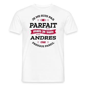 ANDRES PARFAIT - PRENOM ANDRES - T-shirt homme - blanc - Devant - AI Model Male 178 dark (178cm)