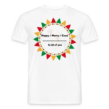 Salutation festive joyeuse avec un design coloré - T-shirt homme - blanc - Devant - AI Model Male 178 dark (178cm)
