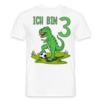 Dinosaur Rex Football 3 Birthday - Men's T-Shirt - white - Front - AI Model Male 178 dark (178cm)