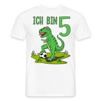Dinosaur Rex Football 5 Birthday - Men's T-Shirt - white - Front - AI Model Male 178 dark (178cm)