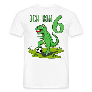 Dinosaure Rex Football 6 Anniversaire - T-shirt homme - blanc - Devant - AI Model Male 178 dark (178cm)