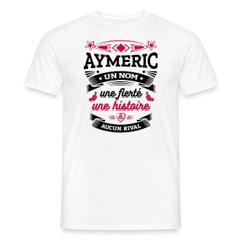 AYMERIC UN NOM UNE FIERTÉ AUCUN RIVAL - T-shirt homme - blanc - Devant - AI Model Male 178 dark (178cm)