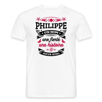 PHILIPPE UN NOM UNE FIERTÉ AUCUN RIVAL - T-shirt homme - blanc - Devant - AI Model Male 178 dark (178cm)