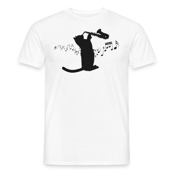 Saxophone Cat - Men's T-Shirt - white - Front - AI Model Male 178 dark (178cm)