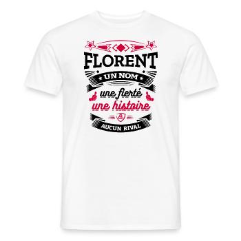 FLORENT UN NOM UNE FIERTÉ AUCUN RIVAL - T-shirt homme - blanc - Devant - AI Model Male 178 dark (178cm)