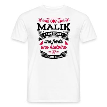 MALIK UN NOM UNE FIERTÉ AUCUN RIVAL - T-shirt homme - blanc - Devant - AI Model Male 178 dark (178cm)