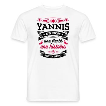 YANNIS UN NOM UNE FIERTÉ AUCUN RIVAL - T-shirt homme - blanc - Devant - AI Model Male 178 dark (178cm)