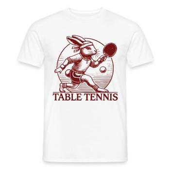 Bunny Vintage Retro Bordtennis Spelare Design - T-shirt herr - vit - Fram - AI Model Male 178 dark (178cm)