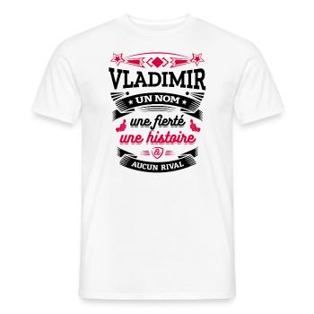 VLADIMIR UN NOM UNE FIERTÉ AUCUN RIVAL - T-shirt homme - blanc - Devant - AI Model Male 178 dark (178cm)