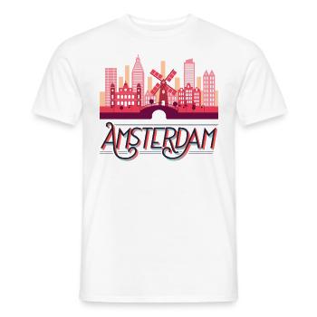 Amsterdam, Pays-Bas, Pays-Bas, Skyline City - T-shirt homme - blanc - Devant - AI Model Male 178 dark (178cm)