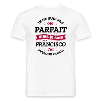 FRANCISCO PARFAIT - PRENOM FRANCISCO - T-shirt homme - blanc - Devant - AI Model Male 178 dark (178cm)
