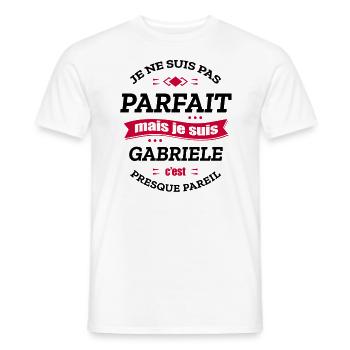 GABRIELE PARFAIT - PRENOM GABRIELE - T-shirt homme - blanc - Devant - AI Model Male 178 dark (178cm)