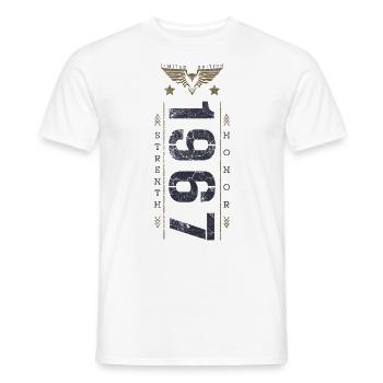 Edition Limitée 1967 Anniversaire Force et Honneur - T-shirt homme - blanc - Devant - AI Model Male 178 dark (178cm)