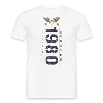 Limited Edition 1980's Birthday Strength and Honor - Men's T-Shirt - white - Front - AI Model Male 178 dark (178cm)