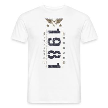Edition Limitée 1981 Anniversaire Force et Honneur - T-shirt homme - blanc - Devant - AI Model Male 178 dark (178cm)