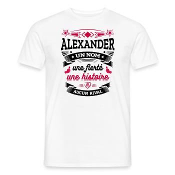 ALEXANDER UN NOM UNE FIERTÉ AUCUN RIVAL - T-shirt homme - blanc - Devant - AI Model Male 178 dark (178cm)