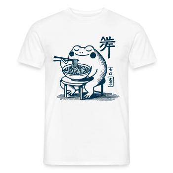 Kawaii Frog with Ramen Noodles Ukiyo-e Japanese - Men's T-Shirt - white - Front - AI Model Male 178 dark (178cm)
