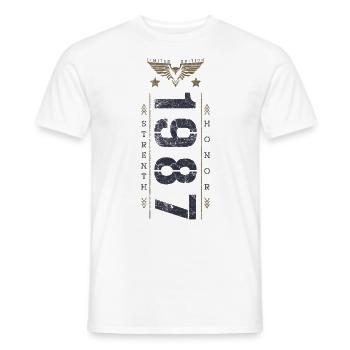 Edition Limitée 1987 Anniversaire Force et Honneur - T-shirt homme - blanc - Devant - AI Model Male 178 dark (178cm)