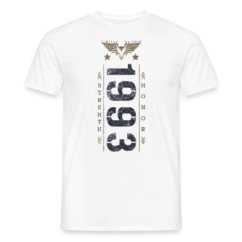 Edition Limitée 1993 Anniversaire Force et Honneur - T-shirt homme - blanc - Devant - AI Model Male 178 dark (178cm)