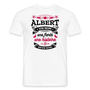 ALBERT UN NOM UNE FIERTÉ AUCUN RIVAL - T-shirt homme - blanc - Devant - AI Model Male 178 dark (178cm)