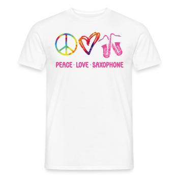 Saxophone Tie Dye Peace Love - Männer T-Shirt - Weiß - Vorne - AI Model Male 178 dark (178cm)