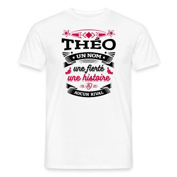 THÉO PARFAIT - PRENOM THÉO - T-shirt homme - blanc - Devant - AI Model Male 178 dark (178cm)