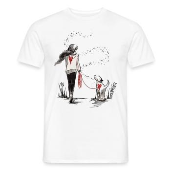 Bandeau de cœur entre l’homme et le chien - T-shirt homme - blanc - Devant - AI Model Male 178 dark (178cm)