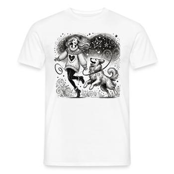Magischer Moment zwischen Mensch und Hund - Männer T-Shirt - Weiß - Vorne - AI Model Male 178 dark (178cm)