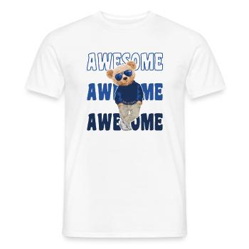 Cool Teddy Bear with Sunglasses - Awesome - Men's T-Shirt - white - Front - AI Model Male 178 dark (178cm)