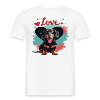 Teckel Chien Amour Teckel Dog Friends Amoureux des animaux - T-shirt homme - blanc - Devant - AI Model Male 178 dark (178cm)