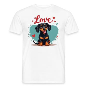 Teckel Chien Amour Teckel Dog Friends Amoureux des animaux - T-shirt homme - blanc - Devant - AI Model Male 178 dark (178cm)