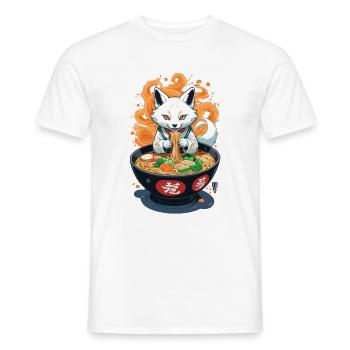 Kitsune Ramen Nudeln Kawaii Retro Ukiyo-e Fuchs - Männer T-Shirt - Weiß - Vorne - AI Model Male 178 dark (178cm)