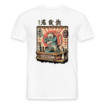 Lustiger Ramen Chefkatze Kawaii Retro Japan - Männer T-Shirt - Weiß - Vorne - AI Model Male 178 dark (178cm)