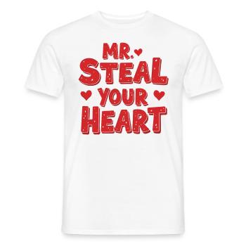 Mr Steal Your Heart Romantique Saint-Valentin - T-shirt homme - blanc - Devant - AI Model Male 178 dark (178cm)