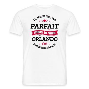 ORLANDO PARFAIT - PRENOM ORLANDO - T-shirt homme - blanc - Devant - AI Model Male 178 dark (178cm)