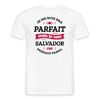 SALVADOR PARFAIT - PRENOM SALVADOR - T-shirt homme - blanc - Devant - AI Model Male 178 dark (178cm)
