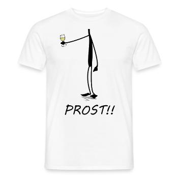 Prost, Cheers, Wein trinken, funny Shirt, kopflos - Männer T-Shirt - Weiß - Vorne - AI Model Male 178 dark (178cm)