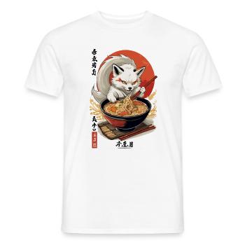 Kitsune Ramen Nudeln Kawaii Japan Retro - Männer T-Shirt - Weiß - Vorne - AI Model Male 178 dark (178cm)